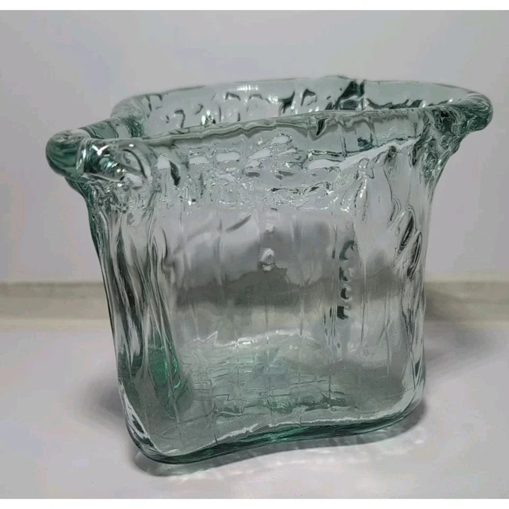 Freeform Recycled Glass Heart Abstract Vase Beachy Cottage Unique Rustic
